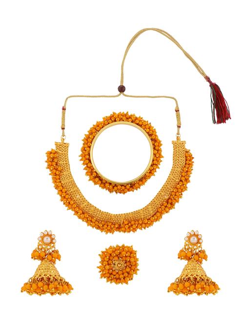 orange choker necklace earring ring bangle set - 17899689 - Very Small Image - 1