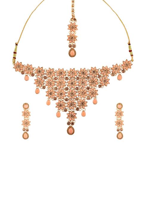 kundan floral choker necklace maangtika earring set - 17899781 - Very Small Image - 1