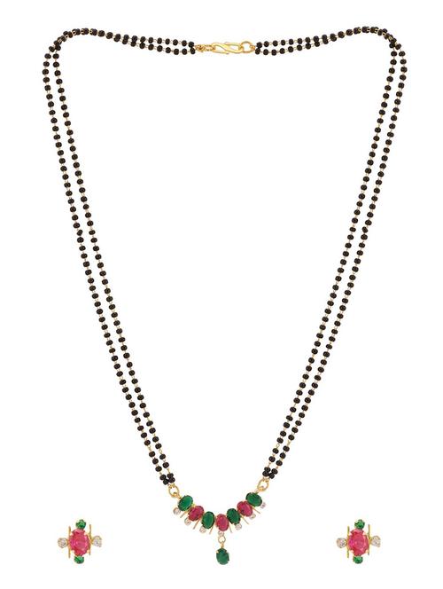 multi-colored gold plated metal mangalsutra with earrings - 17899873 - Very Small Image - 1
