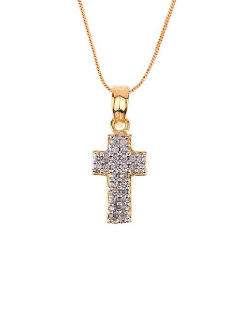 cross catholic cubic zirconia pendant chain necklace - 17899886 - Very Small Image - 1