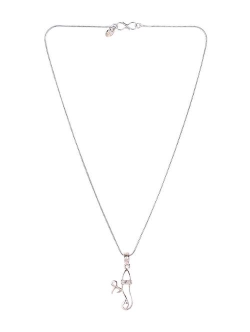 silver cubic zirconia shree symbol pendant chain necklace - 17899901 - Very Small Image - 1
