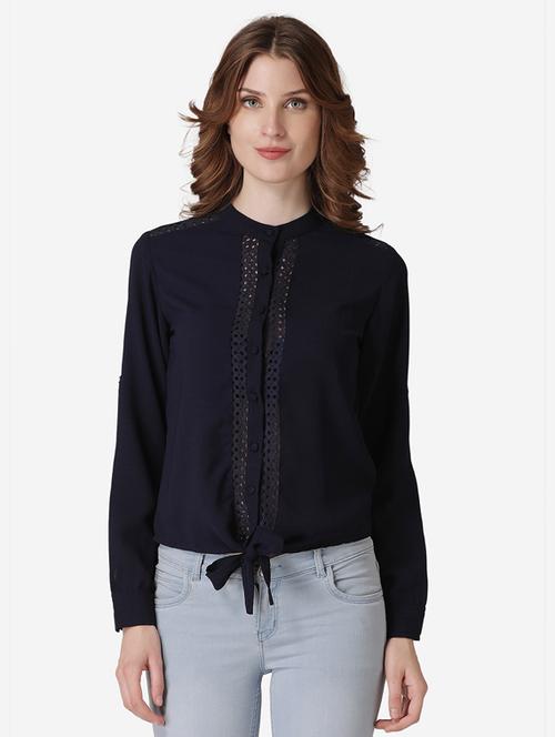 tie front solid top - 17900024 - Very Small Image - 1