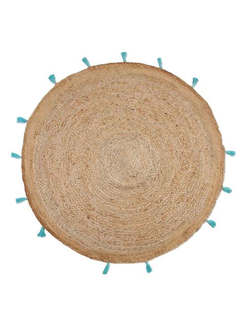 jute rug with manadla print in aqua green style 2 - 17900221 - Very Small Image - 1