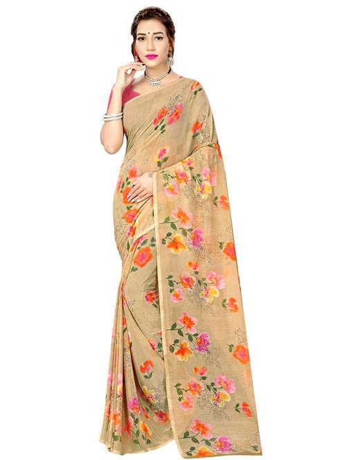 floral printed saree with blouse - 17900231 - Very Small Image - 1
