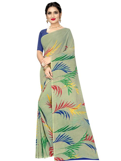 floral printed saree with blouse - 17900242 - Very Small Image - 1