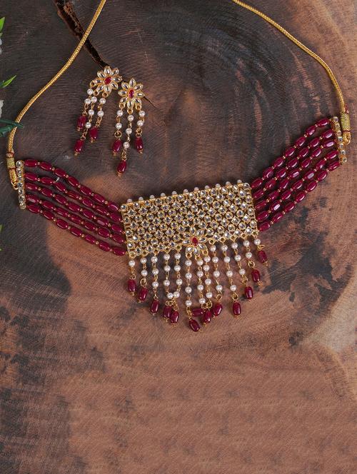 multi colored chocker necklace and earing set - 17900347 - Very Small Image - 1