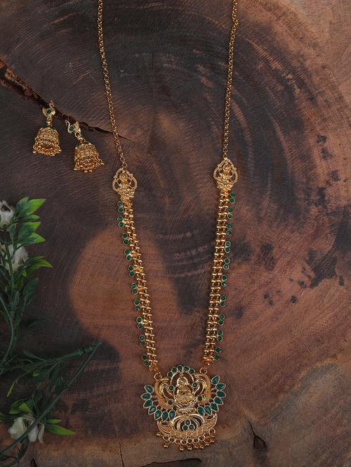 green chocker necklace and earing set - 17900348 - Very Small Image - 1