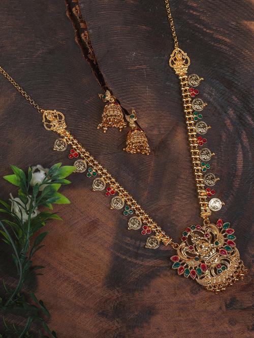 multi colored chocker necklace and earing set - 17900349 - Very Small Image - 1