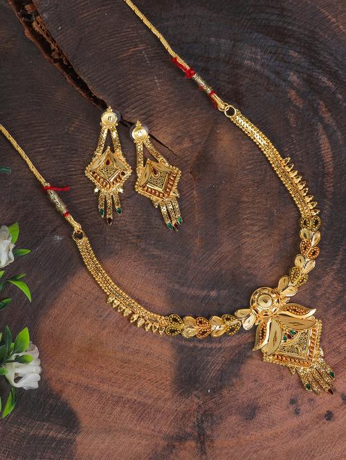 gold plated designer necklace set - 17900364 - Very Small Image - 1