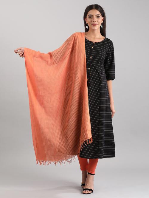 orange cotton dupatta - 17900414 - Very Small Image - 1