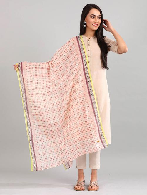 peach cotton dupatta - 17900426 - Very Small Image - 1