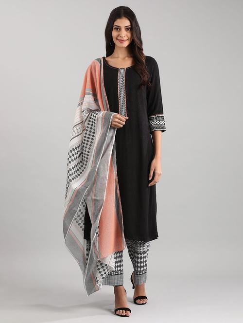 black viscose kurta palazzo set - 17900585 - Very Small Image - 1