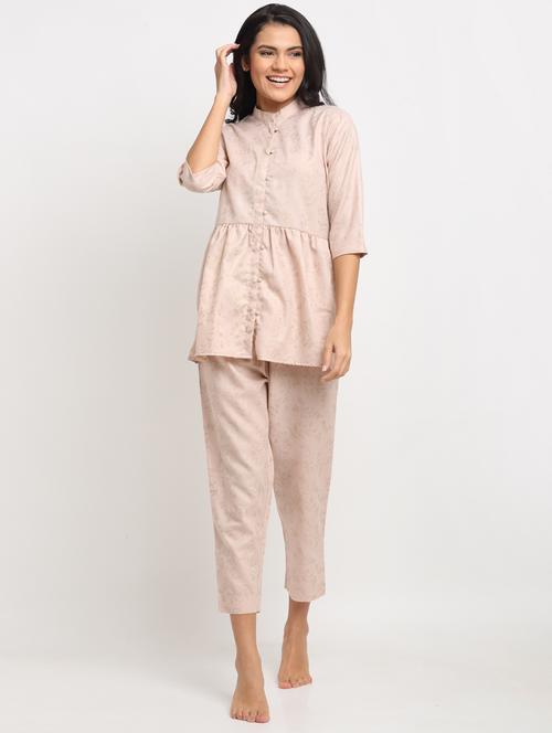 pink printed nightwear pajama set - 17901109 - Very Small Image - 1