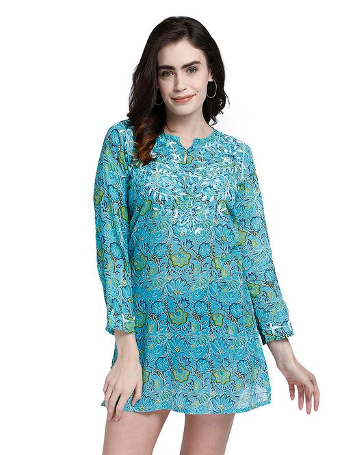 notch neck floral tunic - 17901114 - Very Small Image - 1