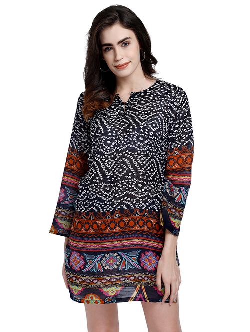 key hole neck bandhani tunic - 17901119 - Very Small Image - 1