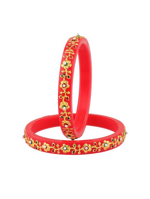 red floral design acrylic bangles set - 17902049 - Very Small Image - 1