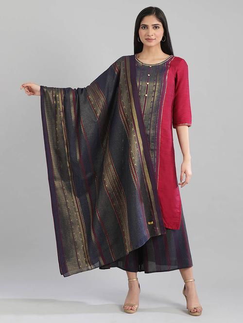 navy cotton blend dupatta - 17902064 - Very Small Image - 1