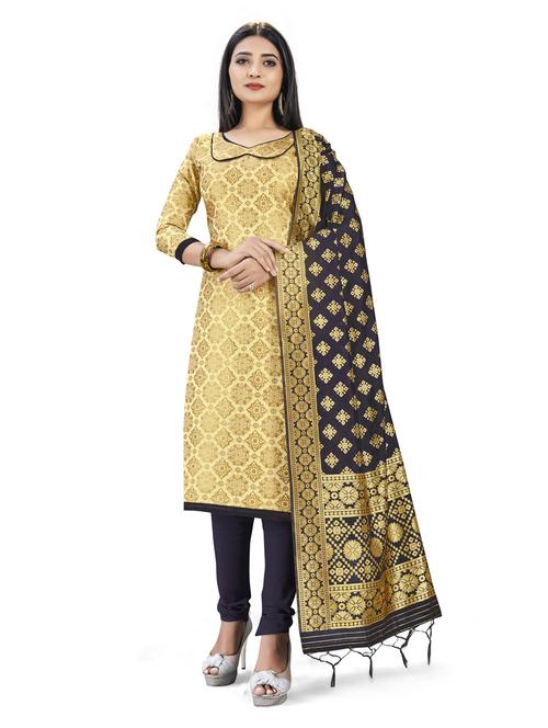 cream silk blend unstitched suit - 17902211 - Very Small Image - 1