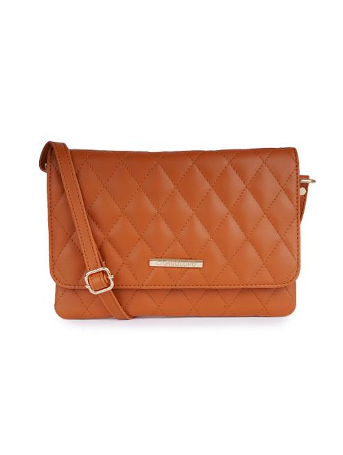 tan leatherette (pu) sling bag - 17902320 - Very Small Image - 1