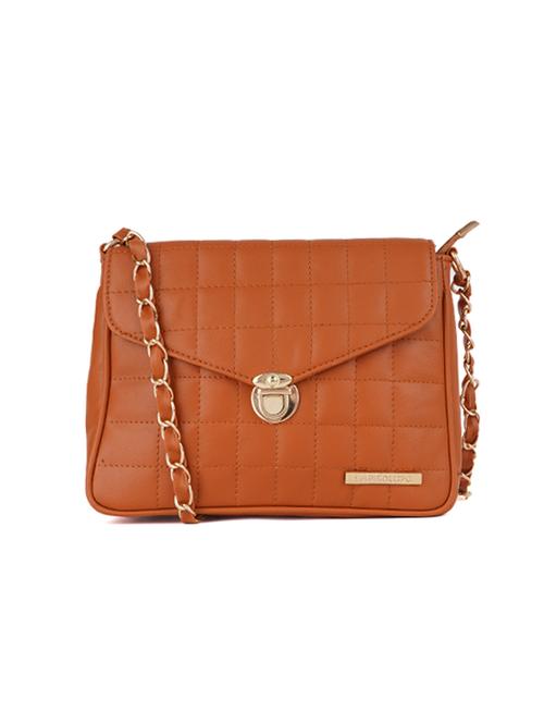 tan leatherette (pu) sling bag - 17902342 - Very Small Image - 1