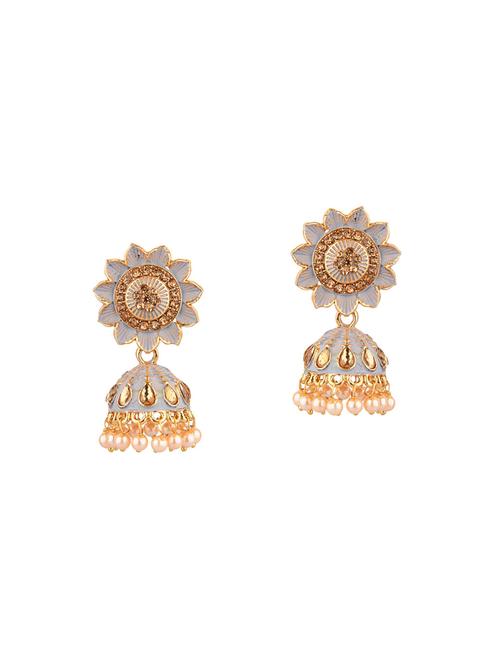 grey metal jhumka earring - 17903033 - Very Small Image - 1