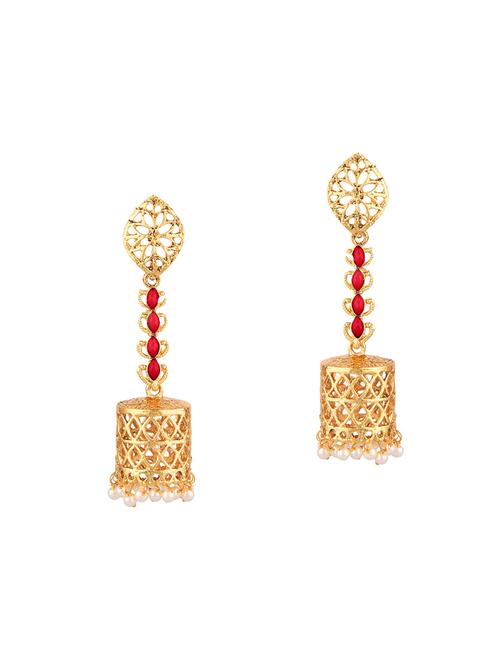 red metal jhumka earring - 17903053 - Very Small Image - 1