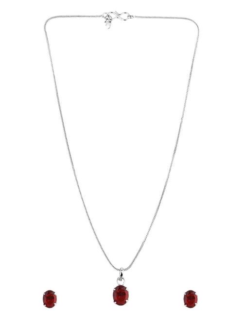 red cubic zirconia pendant chain and earrings set - 17903135 - Very Small Image - 1