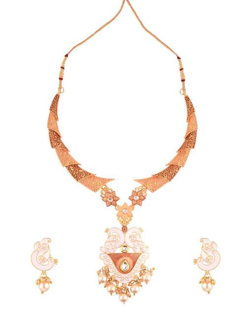 white antique choker necklace earring set - 17903212 - Very Small Image - 1