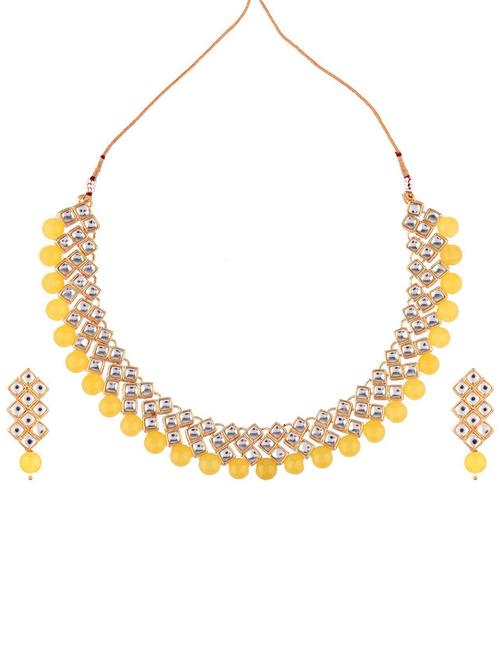 yellow crystal choker necklace earring set - 17903263 - Very Small Image - 1