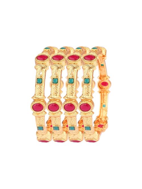 gold antique bangle set (set of 6) - 17903777 - Very Small Image - 1