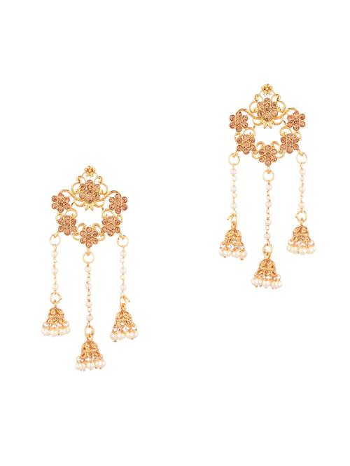 brown metal jhumka earring - 17903844 - Very Small Image - 1