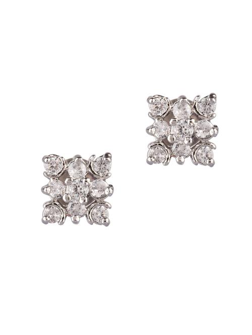 white metal studs earring - 17903892 - Very Small Image - 1