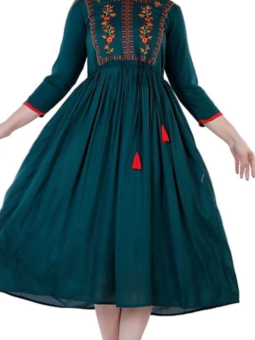 green cottonblend kurti - 17903923 - Very Small Image - 1