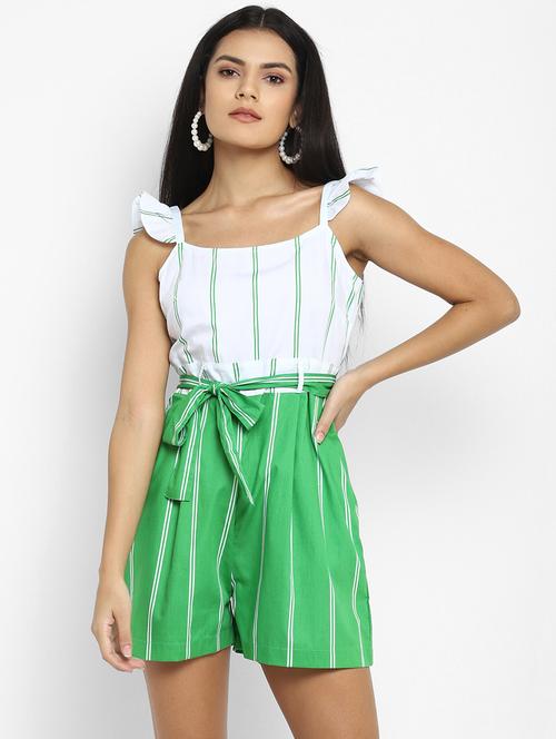tie front striped romper - 17904064 - Very Small Image - 1