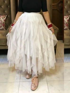 imported net skirt with flared pattern - 17904914 - Very Small Image - 1