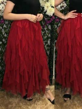 imported net skirt with flared pattern - 17904915 - Very Small Image - 1