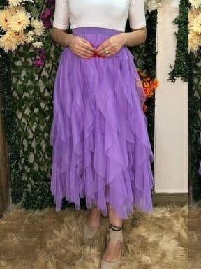 imported net skirt with flared pattern - 17904916 - Very Small Image - 1