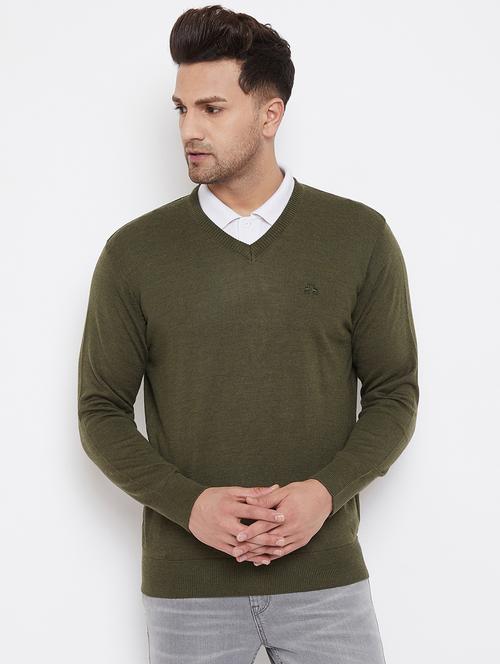 olive green solid pullover - 17904980 - Very Small Image - 1