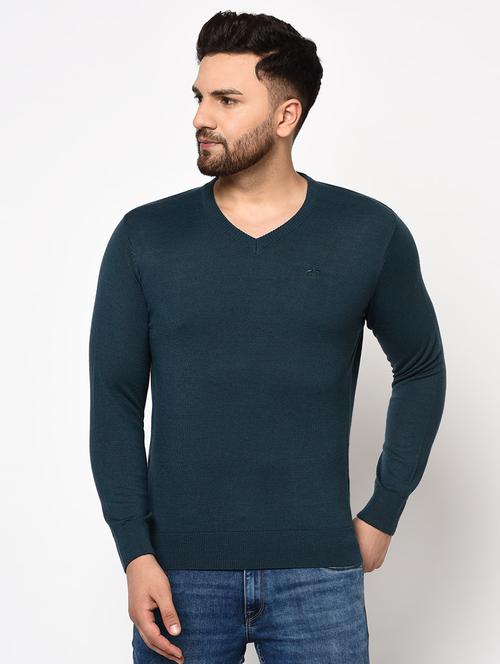 teal blue solid pullover - 17904981 - Very Small Image - 1