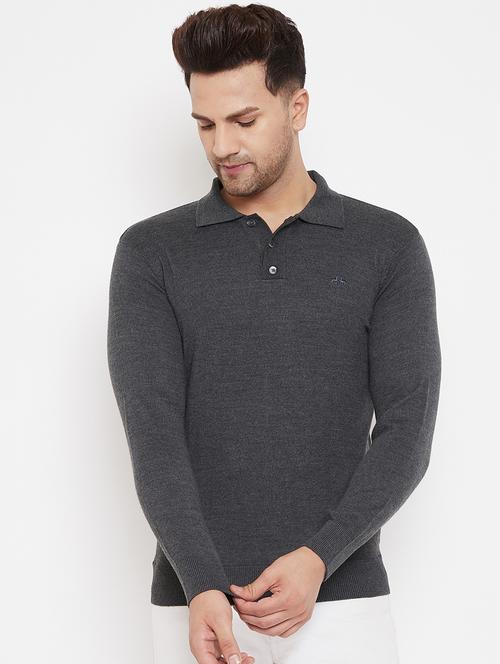 grey solid pullover - 17904989 - Very Small Image - 1