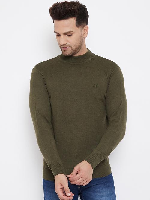 olive green solid pullover - 17905068 - Very Small Image - 1
