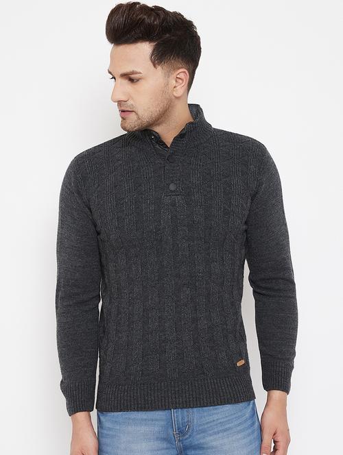 grey self design pullover - 17905105 - Very Small Image - 1