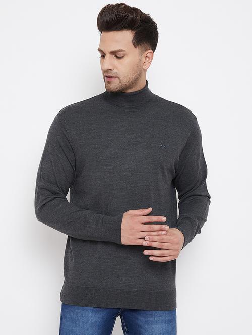 grey solid pullover - 17905138 - Very Small Image - 1