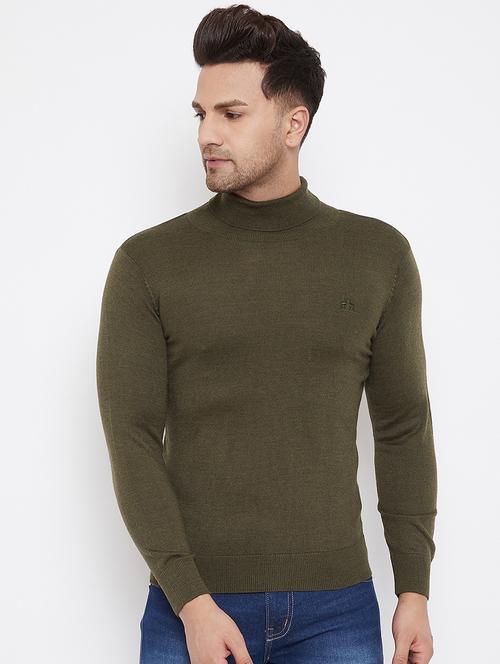 olive green solid pullover - 17905144 - Very Small Image - 1