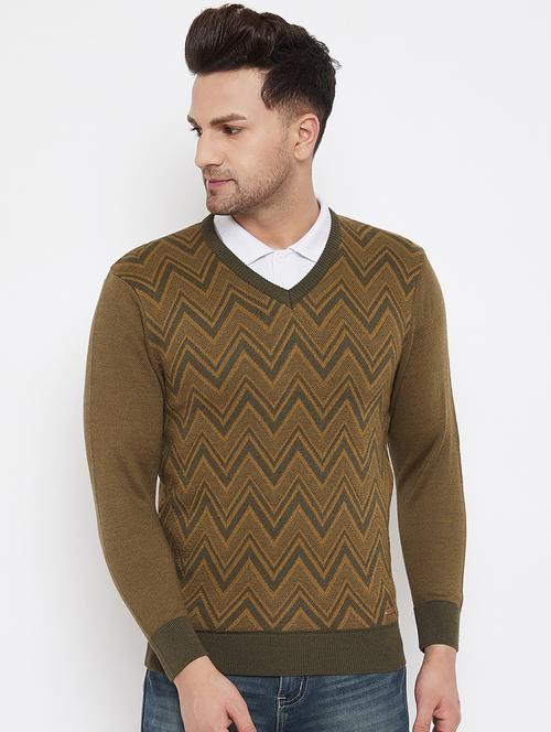 olive green chevron pullover - 17905161 - Very Small Image - 1