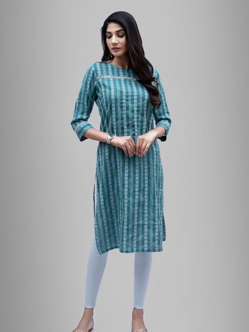 cotton fringes kurti lace at bottom - 17905870 - Very Small Image - 1