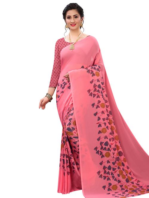 floral printed saree with blouse - 17906312 - Very Small Image - 1