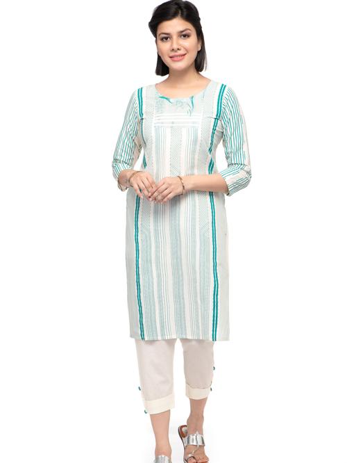 m2r printed cotton blend round neck kurti palazzo set for women - 17907043 - Very Small Image - 1