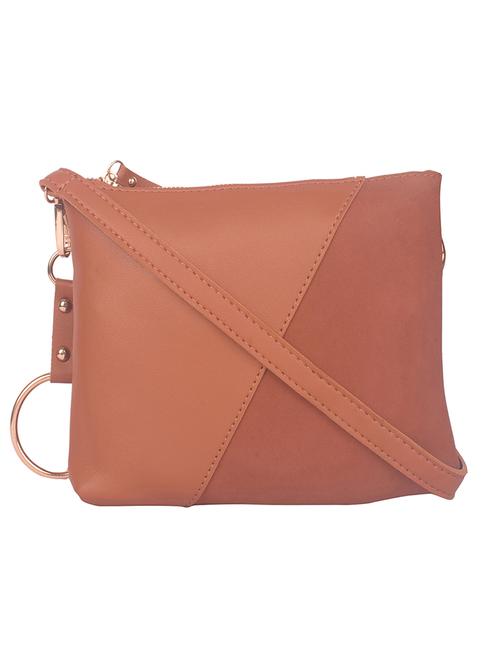tan leatherette (pu) sling bag - 17907076 - Very Small Image - 1