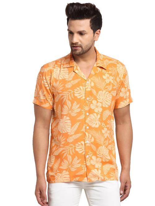orange printed casual shirt - 17907304 - Very Small Image - 1